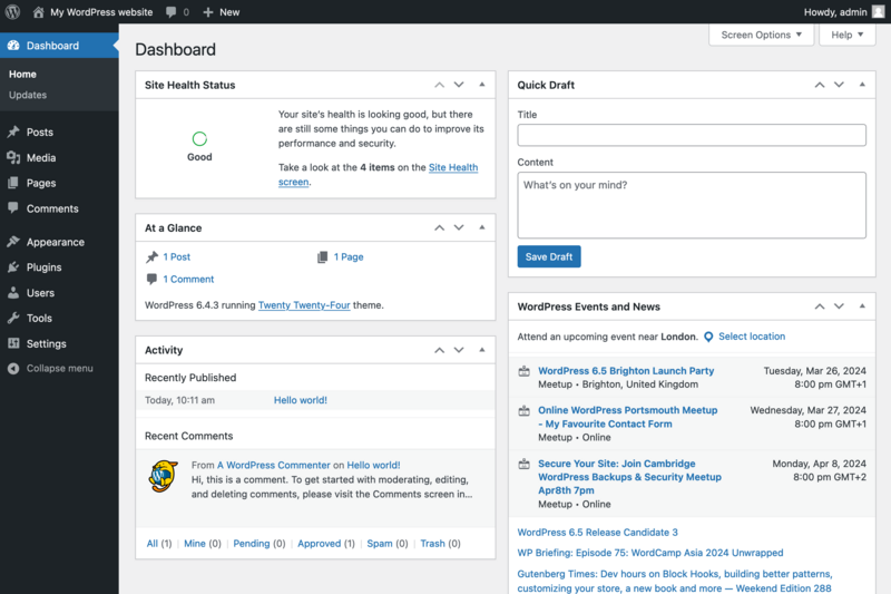 WordPress dashboard screenshot